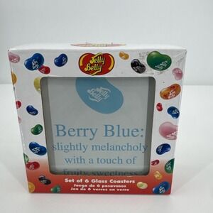 Jelly Belly Glass Coasters Set of 6 Multi Color 4in by American Atelier Colorful